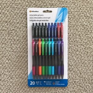 OfficeMax Retractable Gel Pens Multicolor Set of 20 0.7 mm Fine Point Smooth Ink